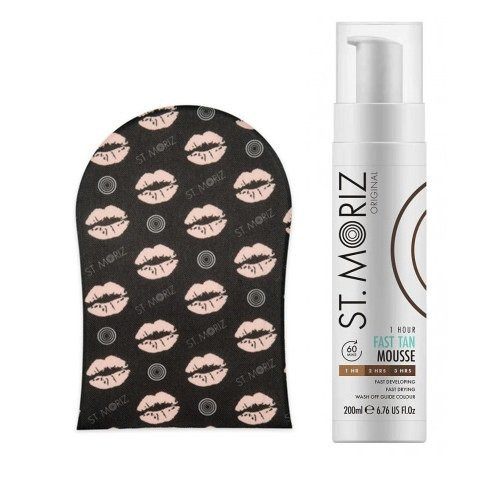 St. moriz Professional 1 Hour Tan Mousse Express + Self Tanning Mitt Paštonējošās putas ar cimdi