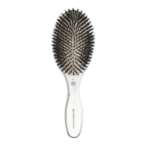 Olivia Garden Expert Care Oval Boar Bristles Silver Hairbrush Matu suka