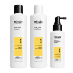 Nioxin System 1 Kit Matu kopšanas komplekts dabīgiem matiem ar mērenu retināšanos 300ml+300ml+100ml