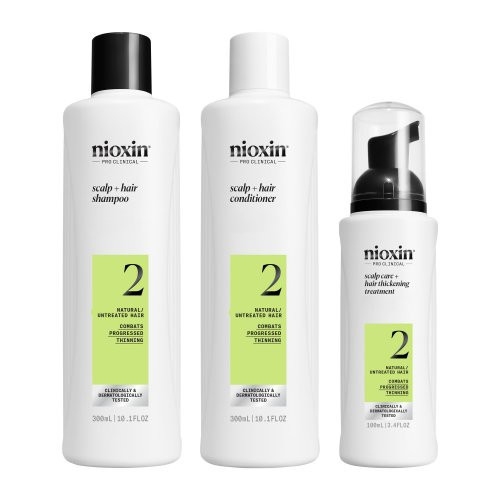 Nioxin System 2 Kit Matu kopšanas komplekts stipri retinātiem, dabīgiem matiem 300ml+300ml+100ml