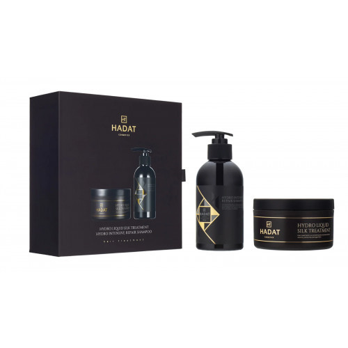 Hadat Cosmetics Intensive Repair Shampoo & Liquid Silk Treatment Gift Box Matu atjaunošanas komplekts Komplekts