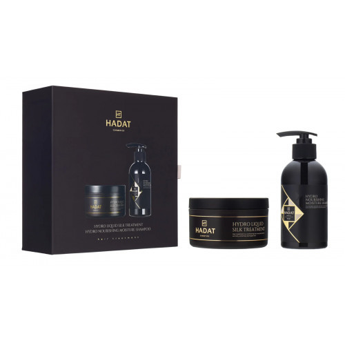 Hadat Cosmetics Nourishing Moisture & Liquid Silk Treatment Gift Box Barojošs matu kopšanas komplekts Komplekts