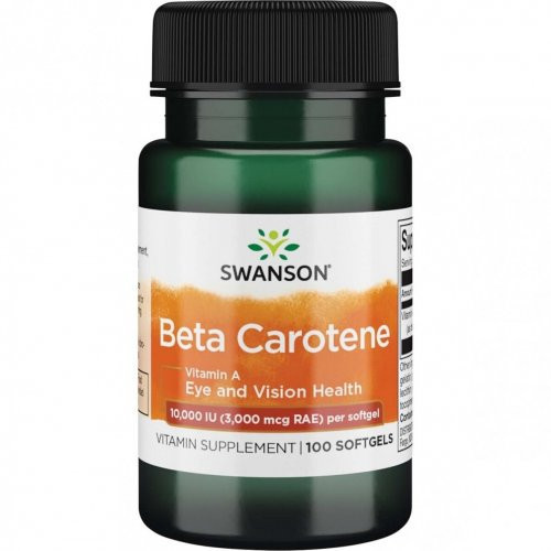 SWANSON Beta Carotene Vitamin A Eye and Vision Health 10.000 IU Beta-karotīns (A vitamīns) 100 kapsulas