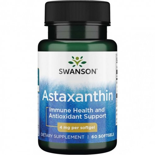 SWANSON Astaxanthin Immune Health and Antioxidant Support 4mg Naturāls astaksantīns 60 kapsulas