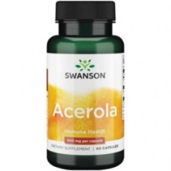 SWANSON Acerola Immune Health 500mg Acerola un naturāls C vitamīns 60 kapsulas