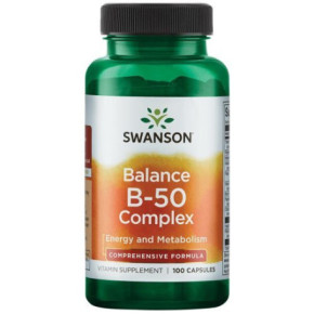 SWANSON Balance B-50 Complex Uztura bagātinātājs B vitamīna komplekss 100 kapsulas