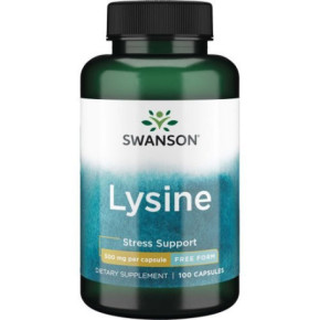 SWANSON L-Lysine 500 mg Uztura bagātinātājs L-lizīns 500 mg 100 kapsulas