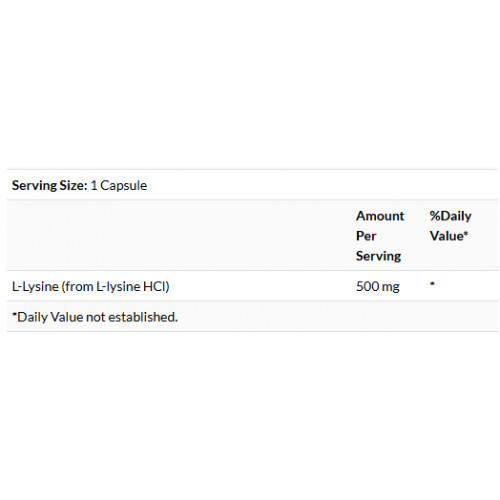 SWANSON L-Lysine 500 mg Uztura bagātinātājs L-lizīns 500 mg 100 kapsulas