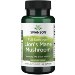 SWANSON Full Spectrum Lion's Mane Mushroom 500 mg Uztura bagātinātājs Lauvas krēpes 60 kapsulas