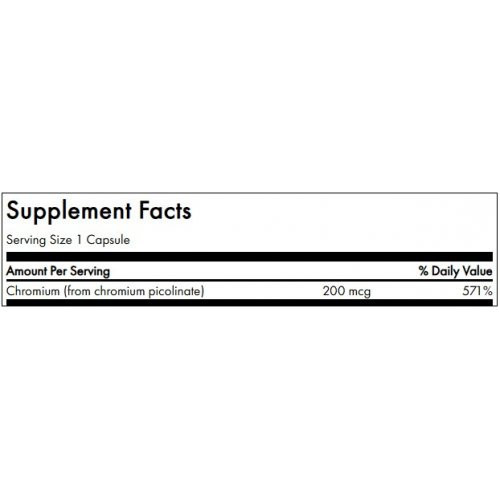 SWANSON Chromium Picolinate Blood Sugar Support 200 mcg Hroms 100 kapsulas