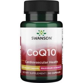 SWANSON CoQ10, Maximum Strength Uztura bagātinātājs Koenzīms Q10 30 kapsulas