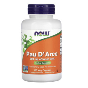 NOW Foods Pau D'Arco 500 mg Uztura bagātinātājs imunitātei 100 kapsulas