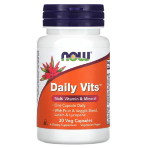 NOW Foods Daily Vits Multi Vitamin and Mineral Uztura bagātinātājs 30 kapsulas