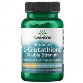 SWANSON Reduced L-Glutathione Double Strength Antioxidant and Immune Support 200mg Reducēts L-Glutations 60 kapsulas