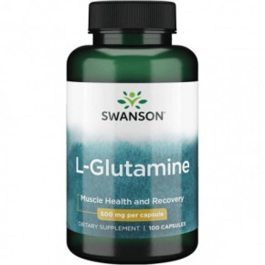 SWANSON L-Glutamine Muscle Health and Recovery 500mg L-Glutamīns 100 kapsulas