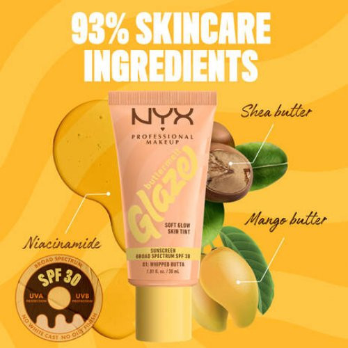 Nyx professional makeup Buttermelt Glaze Soft Glow Skin Tint SPF30 Grima bāze 30ml