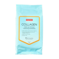 Purederm Collagen Make-Up Remover Cleansing Towelettes Mitrās salvetes kosmētikas noņemšanai 30gab.