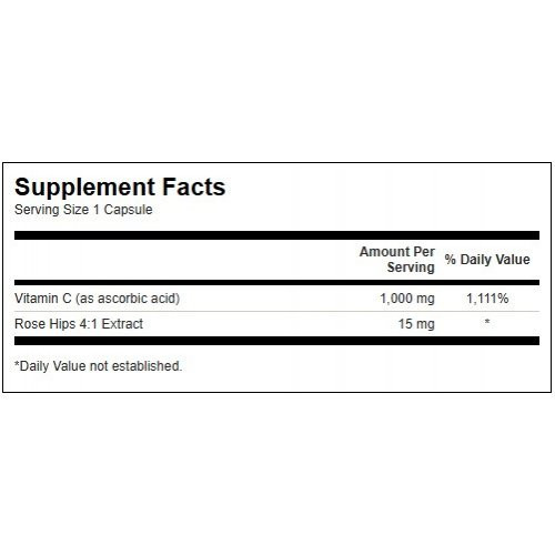 SWANSON Vitamin C with Rose Hips 1000 mg Vitamīns C ar ērkšķogu ekstraktu 30 kapsulas