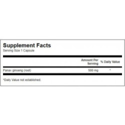 SWANSON Korean Ginseng 500mg Brain and Immune Health Uztura bagātinātājs žeņšeņs 100 kapsulas