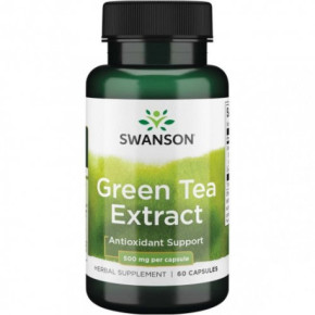 SWANSON Green Tea Extract 500mg Antioxidant Support Zaļās tējas ekstrakts 60 kapsulas
