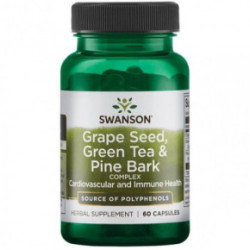 SWANSON Grape seed, Green Tea & Pine Bark Complex Vīnogu kauliņu, zaļās tējas un priežu mizas komplekss 60 kapsulas