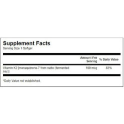 SWANSON Natural Vitamin K2 100mcg Bone and Cardiovascular Health Dabīgais K2 vitamīns 30 kapsulas