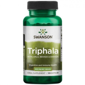 SWANSON Triphala 500mg Digestive and Immune Health Uztura bagātinātājs Triphala 100 kapsulas