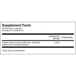 SWANSON Triphala 500mg Digestive and Immune Health Uztura bagātinātājs Triphala 100 kapsulas