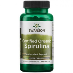 SWANSON Certified Organic Spirulina 500mg Antioxidant Support Spirulīna 180 kapsulas