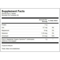 SWANSON Certified Organic Spirulina 500mg Antioxidant Support Spirulīna 180 kapsulas