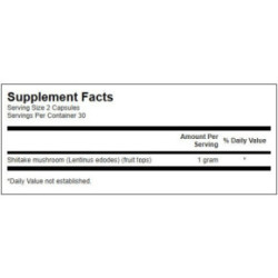 SWANSON Full Spectrum Shiitake Mushroom 500mg Immune Health Šitake sēņu uztura bagātinātājs 60 kapsulas