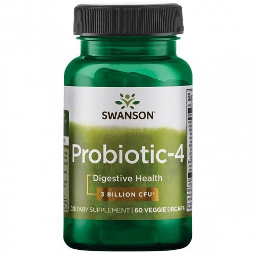 SWANSON ProBiotic-4 Digestive Health Pienskābes baktērijas, probiotikas 60 kapsulas