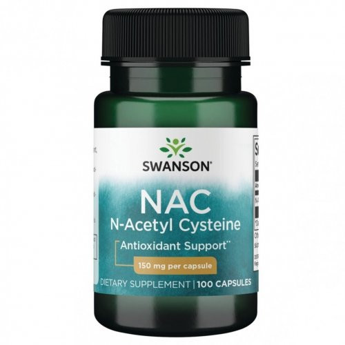 SWANSON NAC Nacetyl Cysteine 150mg Antioxidant Support Uztura bagātinātājs N-acetilcisteīns 100 kapsulas