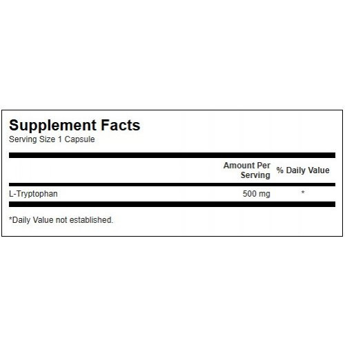SWANSON L-Tryptophan 500mg Sleep Support Uztura bagātinātājs L-triptofāns 60 kapsulas