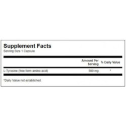 SWANSON L-Tyrosine 500mg Stress Support Uztura bagātinātājs L-tirozīns 100 kapsulas
