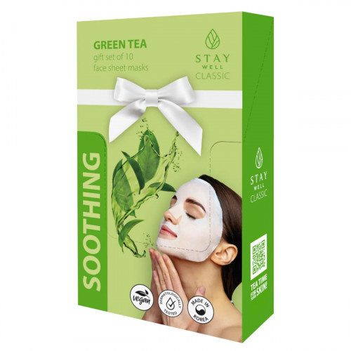 STAY WELL Classic Mask Soothing Green Tea Nomierinoša sejas maska 1 gab.