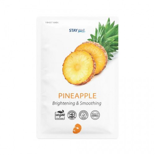 STAY WELL Climate Neutral Brightening & Smoothing Sheet Mask Pineapple Izgaismojoša un izlīdzinoša sejas maska 1 gab.