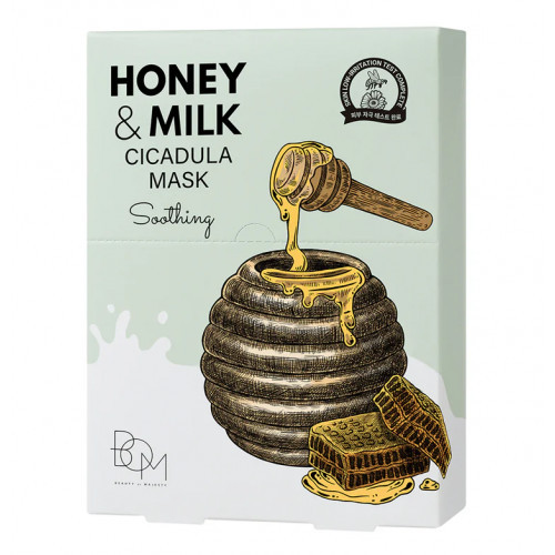 BOM Honey & Milk Cicadula Mask Ādu nomierinošas lokšņu sejas maskas 10 gab.