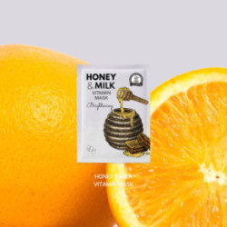 BOM Honey & Milk Vitamin Mask Ādu balinošas lokšņu sejas maskas 10 gab.