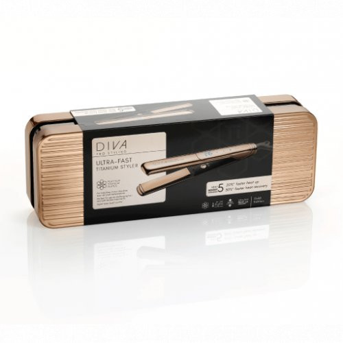 Diva Pro Styling Ultra Fast Gold Titanium Styler Taisnotājs ar titāna plāksnēm 1 gab.
