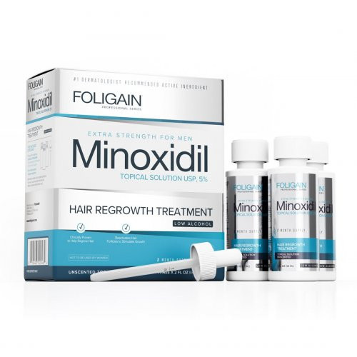 Foligain Low Alcohol Minoxidil 5% Hair Regrowth Treatment For Men Matu augšanas stimulators vīriešiem ar mazāku spirta saturu 3 Mēnešiem