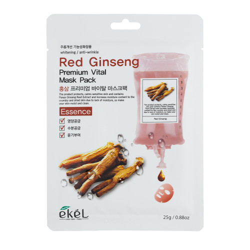 Ekel Red Ginseng Premium Vital Mask Sejas maska ​​ar sarkano žeņšeņu 1gab.