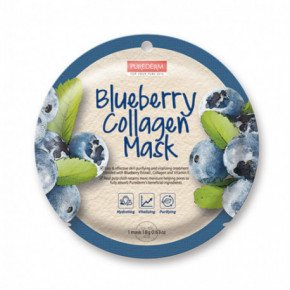 Purederm Blueberry Collagen Mask Sejas maska ​​ar melleņu ekstraktu 18g