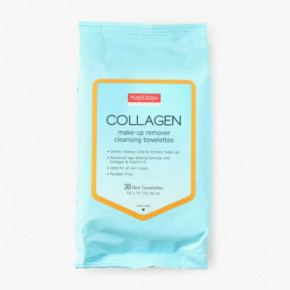 Purederm Collagen Make-Up Remover Cleansing Towelettes Mitrās salvetes kosmētikas noņemšanai 30gab.