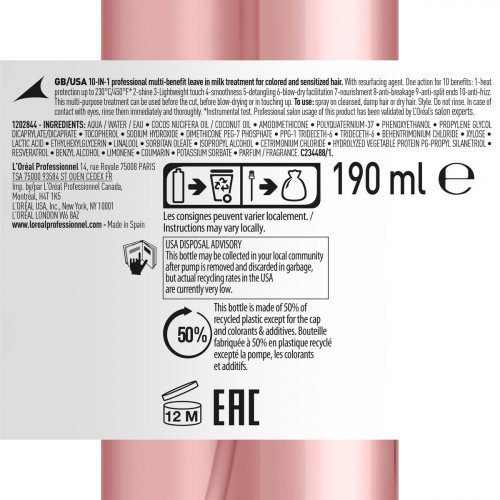 L'Oréal Professionnel Vitamino Color 10in1 Perfecting Multipurpose Spray Daudzfunkcionāls sprejs 190ml