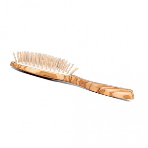 TEK Elite Big Oval Olive Wood Hairbrush Ovālas formas koka matu suka Šviesus