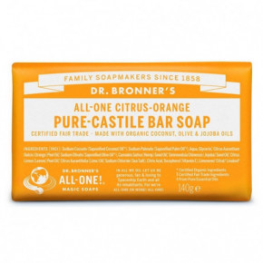 Dr. Bronner's Citrus-Orange Pure-Castile Bar Soap Cietās ziepes 140g