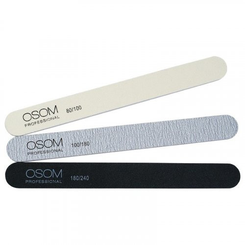 OSOM Professional Emery Staright Shape Nail Files Kit Nagu vīlīšu komplekts 3vnt