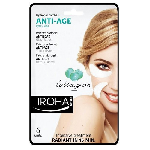 IROHA Eye Pads Antiage collagen Eye & Lips Hidrogēla maska ādai ap acīm un lūpām 6gab