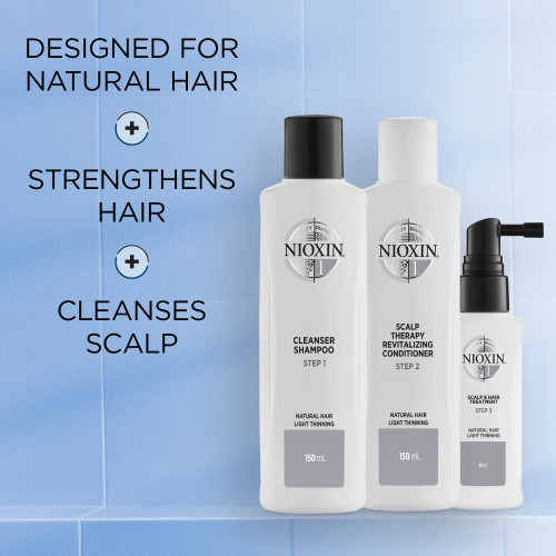 Nioxin SYS1 Care System Trial Kit Komplekts dabīgiem matiem ar vieglu retināšanu Small